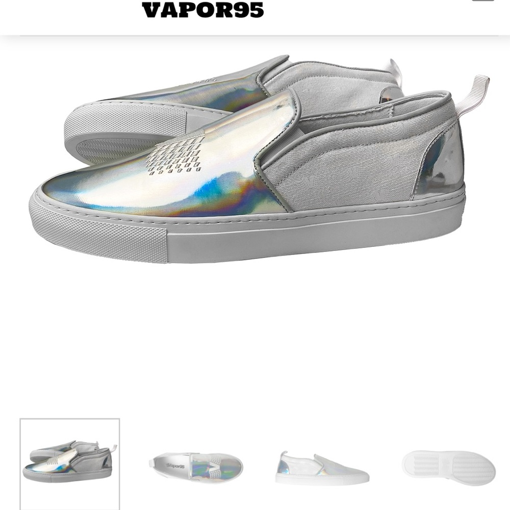 Unisex VAPOR95 Shoes Liquid Metal Slip On Holographic Metallic Silver Men’s 7.5